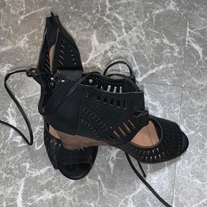 Black wedge heels Size 6